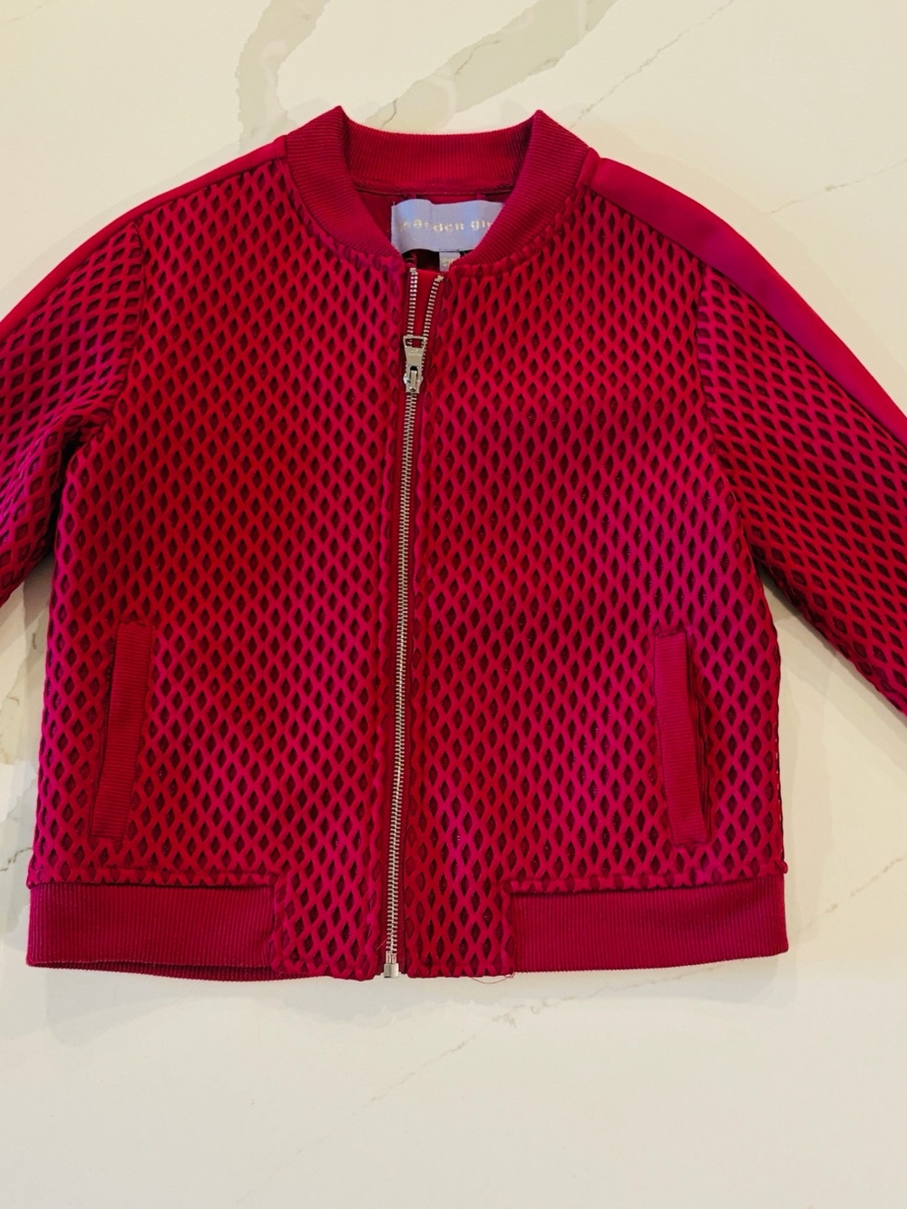 Madden Girl Red Mesh Bomber Jacket